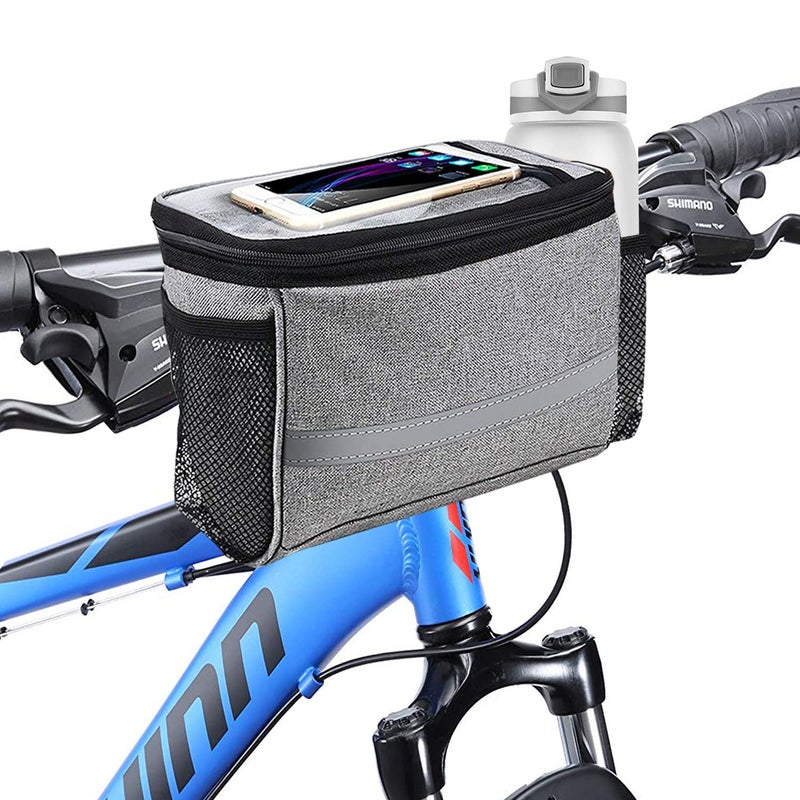 MATTISAM Bike Handlebar Bag - Front Basket with Bike Phone Mount, Bicycle Cooler Pouch Pack for Kids Girls Boys Men Women - Image 1